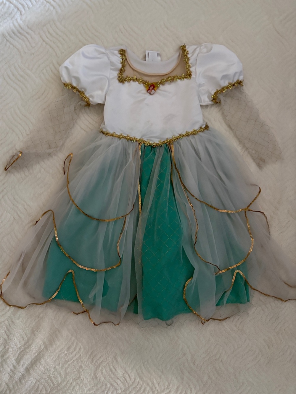Little Mermaid White and Teal Princess Dress Kids Costume